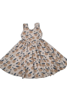 Alice + Ames Girls Cream Fruit Print Sleeveless Casual Dress Size 5
